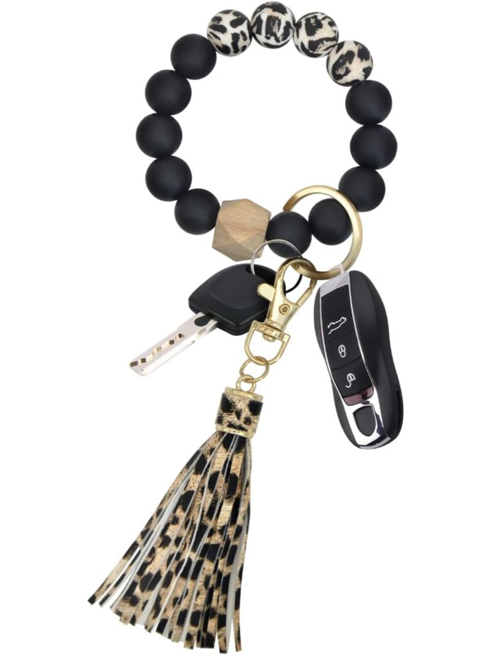 Key Chains Women for Car Key Ring Bracelet,Keychain Wristlet,Silicone Beaded Ban